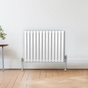 Oval Column Radiator & Valves - 600mm x 780mm - White