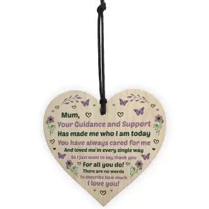 Mum Gift From Daughter Son Wood Heart Mothers Day Birthday Gift For Mum Keepsake