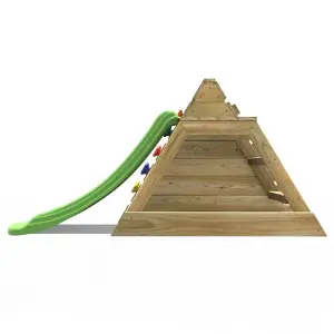 Rebo Mini Wooden Climbing Pyramid Adventure Playset - Den and Slide - Green