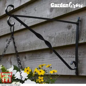 Thompson & Morgan Hanging Basket Wall Brackets in Black Metal with Fixings 25cm x 36cm (x2)