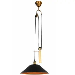 MELISSA - CGC Black & Gold Counter Balance Pendant Lamp