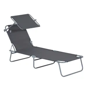 Outdoor Foldable Sun Lounger with Adjustable Backrest And Shade Awning  / Ultimate Comfort for Sunny Days