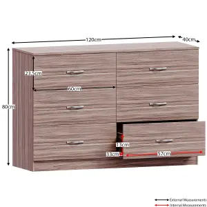 Vida Designs Riano Walnut 6 Drawer Chest (H)800mm (W)1200mm (D)400mm