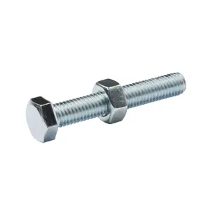 Diall M8 Hex Carbon steel Bolt & nut (L)50mm, Pack of 10