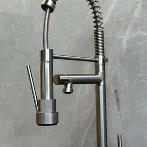 Liquida GR265BS Brushed Steel Kitchen Tap With Swivel Spout & Directional Spray