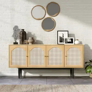 4 Door Rattan Cabinet Cupboard Sideboard Buffet Unit Accent Cabinet