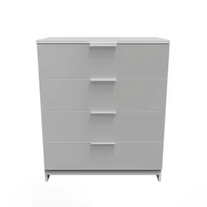 Poole 4 Drawer Chest in Uniform Grey Gloss & White (Ready Assembled)