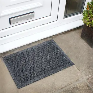 JVL Dirt Defender Scraper Doormat 40x60cm Diamond Grey