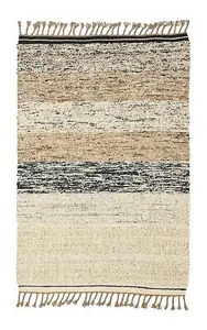 Aura Rectangular Shaped Hand Woven Rug - Jute/Wool - L290 x W200 x H1 cm - Beige