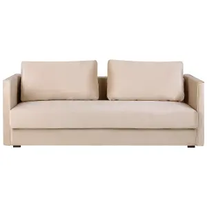 Beliani Modern Sofa Bed EKSJO Beige Velvet