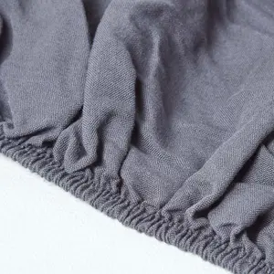 Homescapes Dark Grey Linen Fitted Sheet, Small Double