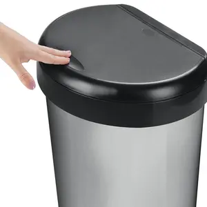 42 Litre Touch Top Waste Bin Silver