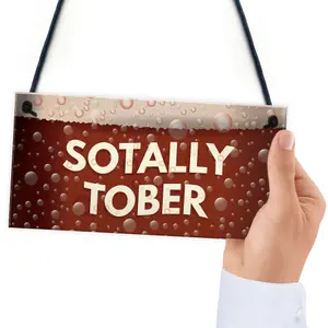 Red Ocean Bar And Pub Signs Novelty 'SOTALLY TOBER' Hanging Man Cave Sign Gifts For Him