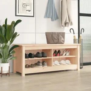 Berkfield Shoe Bench 110x38x45.5 cm Solid Wood Pine