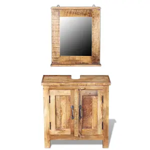 Berkfield Bathroom Vanity Cabinet with Mirror Solid Mango Wood