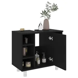 Berkfield Bathroom Cabinet Black 60x32x53.5 cm Engineered Wood