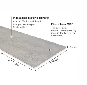 Shiplap Wall Panels - Concrete Grey - 2750mm x 205mm x 6mm 7 Panel pack 3.85m2 Coverage