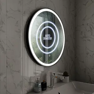 Harper & Harlow 800x800 Lyra Matt Black LED Illuminated Round Bathroom Mirror