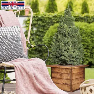 Set of 2 HORTICO™ Wooden Planter, 41cm Square Planter Box, Made in the UK Scandinavian Red Wood Outdoor Plant Pots H31 L41 W41 cm