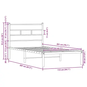 Berkfield Bed Frame without Mattress with Headboard Brown Oak 107x203 cm