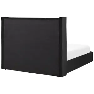 Velvet EU King Size Ottoman Bed Black LUBBON