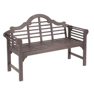 Lutyens Style Wooden Garden 2 Seater Bench Oiled Chestnut Finish Acacia Hardwood W129 x D52 x H89cm