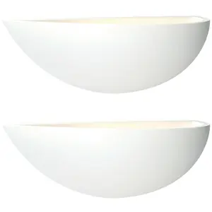 2 PACK Dimmable LED Wall Light Primed White (ready to paint) Up Lighting Bowl