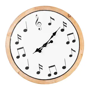 Hometime Metal & Wood Wall Clock Musical Notes