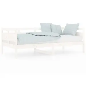 Berkfield Day Bed White Solid Wood Pine 90x190 cm