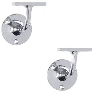 2 PACK - Lightweight Stair Handrail Bannister Bracket Arm - Polished Chrome 72mm Holder