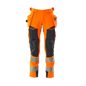 Mascot Accelerate Safe Trousers with Holster Pockets - Hi-Vis Orange/Dark Navy   (35.5) (Leg Length - Short)