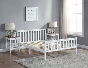 White Wooden Bed Frame Super King