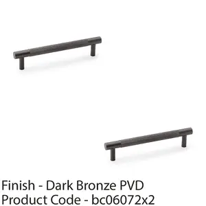 2 PACK - Knurled T Bar Door Pull Handle - Dark Bronze - 128mm Centres Premium Drawer