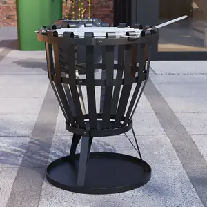 Fire Vida Black Round Portable Steel Brazier Outdoor