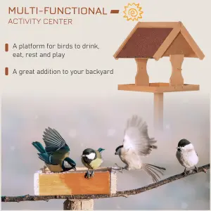 PawHut Wooden Bird Feeder w/ Cross-shaped Support Feet Weather Resistant Roof