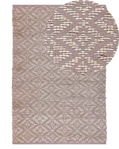 Cotton Area Rug 140 x 200 cm Beige and Pink GERZE