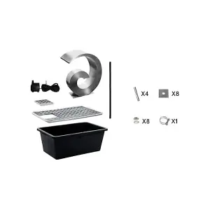 Primrose Curve Stainless Steel Cascading Water Feature with Reservoir 66cm