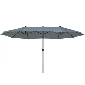 Double Canopy Garden Parasol 2.7 x 4.6 m Dark Grey SIBILLA