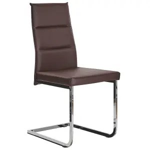 Set of 2 Dining Chairs ROCKFORD Faux Leather Dark Brown