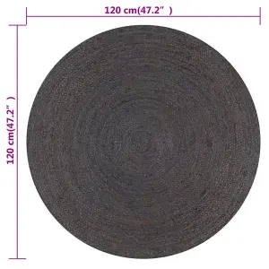 Handmade Rug Jute Round 120 cm Dark Grey