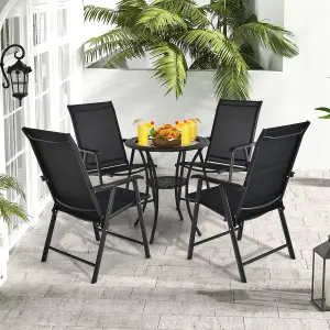 Costway Set of 2 Folding Chairs Outdoor Dining Garden Chairs Armchair with Armrests