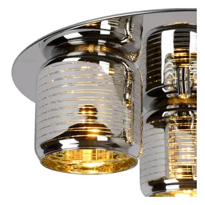 Lucide Eryn Modern Flush Ceiling Light 38cm - 3xG9 - Chrome