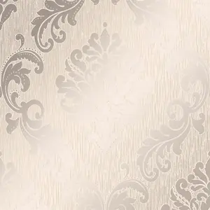 Chelsea Glitter Damask Wallpaper In Cream And Gold