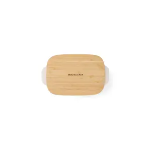 KitchenAid Stoneware Rectangular Dish with Bamboo Lid Pistachio / 26cm