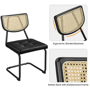 Yaheetech 2pcs Modern Armless Dining Chairs with Mesh Rattan Back