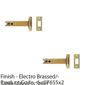 2 PACK - 76mm Tubular Deadbolt Lock & 8mm Follower - Electro Brassed Bathroom Turn