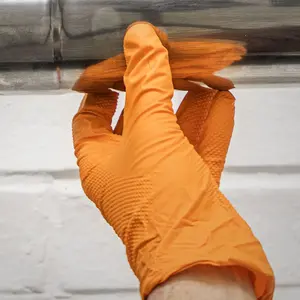 Sealey Orange Diamond Grip Extra-Thick Nitrile Powder-Free Gloves X-Large - Pack of 50 SSP56XL