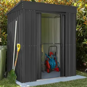 Globel 6x3ft Pent Metal Garden Shed  -Anthracite Grey