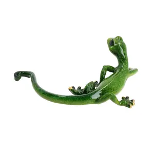 Green Speckled Gecko Lizard Resin Wall Shed Sculpture Statue House Medium