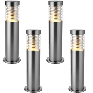 4 PACK Outdoor IP44 Bollard Light Marine Grade Steel Lamp Post Garden Patio